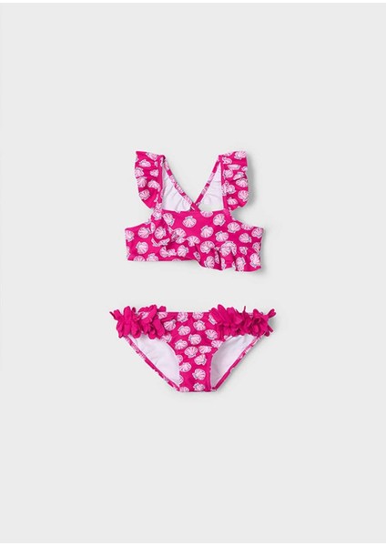 Yazlık Kız Çocuk Deniz Kabuğu Baskılı Bikini Mayo - Pembe