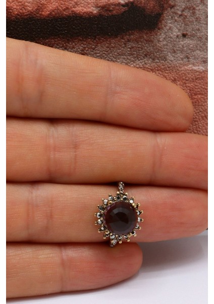 Mor Taşlı Çiçek Yüzük fırsatları