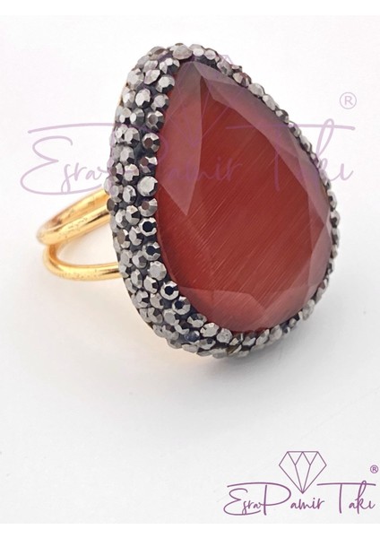 Turuncu Kedi Gözü Taş Yüzük