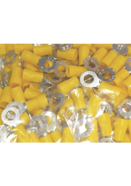 M6 Yuvarlak Izoleli Kablo Ucu 4-6mm² Sarı 100 Adet Bağlantı Pabucu Terminal modelleri