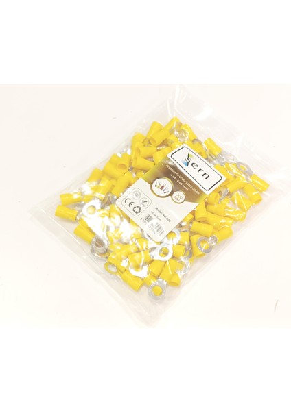 M6 Yuvarlak Izoleli Kablo Ucu 4-6mm² Sarı 100 Adet Bağlantı Pabucu Terminal indirimleri
