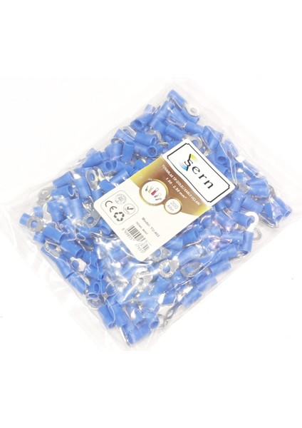 M4 Yuvarlak Izoleli Kablo Ucu 1.50-2.50MM² Mavi 200 Adet Bağlantı Pabucu Terminal