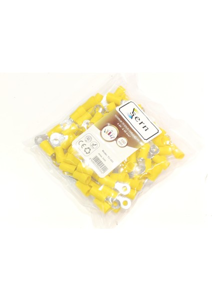 M4 Yuvarlak Izoleli Kablo Ucu 4-6mm² Sarı 100 Adet Bağlantı Pabucu Terminal fırsatları