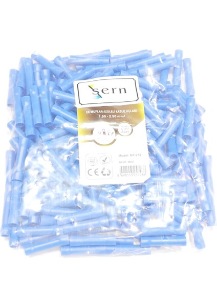 Izoleli Ek Muf Kablo Ucu 1.50-2.50MM² Mavi 200 Adet Bağlantı Terminali