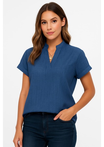 Kadın Kısa Kollu Hakim Yaka Sofya Bluz fiyatları