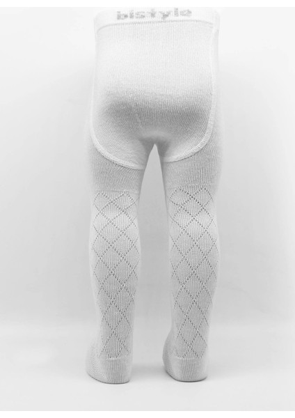 Bistyle Tekli Ekose Kabartma Penye Külotlu Çorap BS50105 Beyaz modelleri