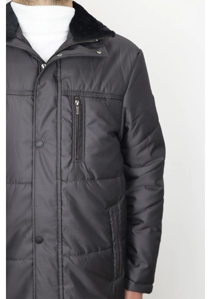 Fistan Store Erkek Gri Hakim Yaka Klasik Kesim Dar Kalıp Fermuar ve Çıtçıt Kapamalı Kışlık Kaban fiyatları