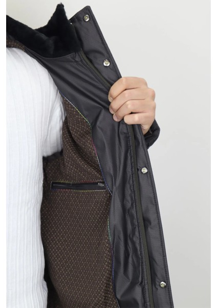 Fistan Store Erkek Gri Hakim Yaka Klasik Kesim Dar Kalıp Fermuar ve Çıtçıt Kapamalı Kışlık Kaban modelleri