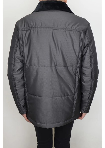 Fistan Store Erkek Gri Hakim Yaka Klasik Kesim Dar Kalıp Fermuar ve Çıtçıt Kapamalı Kışlık Kaban fırsatları