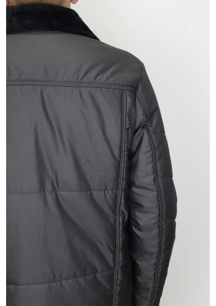 Fistan Store Erkek Gri Hakim Yaka Klasik Kesim Dar Kalıp Fermuar ve Çıtçıt Kapamalı Kışlık Kaban indirimleri