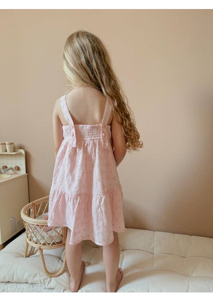 Yigit Butik Brode Kumaş Askılı Kız Çocuk Elbise