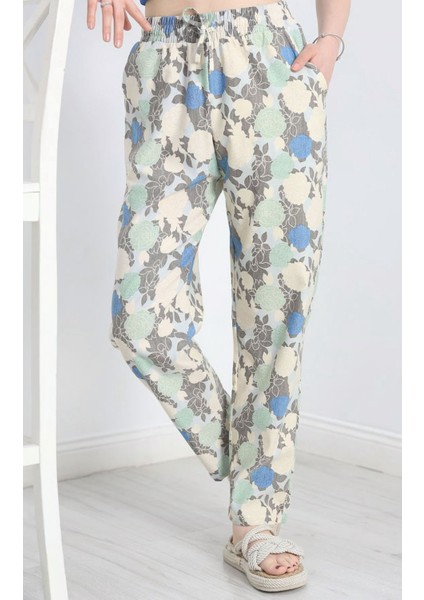Desenli Dokuma Cotton Pantolon Mintçiçek modelleri