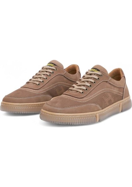 2179-LUISFIGO Hakiki Deri Üst Kalite Anatomik Tabanlı Erkek Günlük Sneakers Ayakkabı - NKT02179-KUM-40