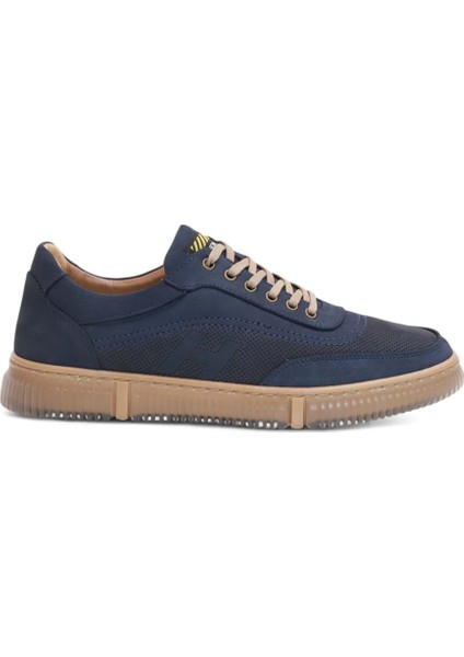 2179-LUISFIGO Hakiki Deri Üst Kalite Anatomik Tabanlı Erkek Günlük Sneakers Ayakkabı - NKT02179-LACIVERT-NUBUK-40