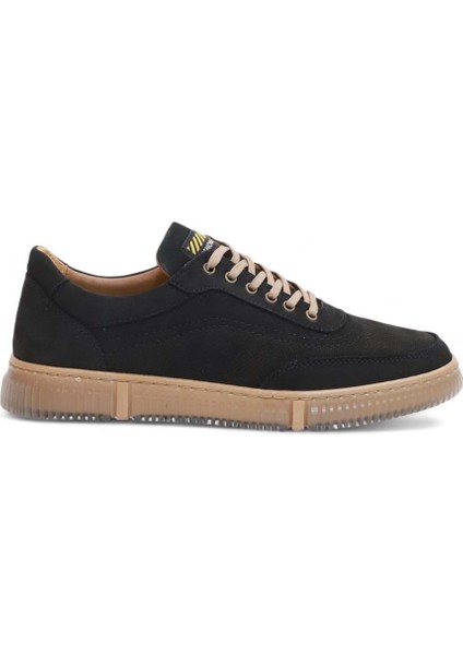 2179-LUISFIGO Hakiki Deri Üst Kalite Anatomik Tabanlı Erkek Günlük Sneakers Ayakkabı - NKT02179-SIYAH-NUBUK-40