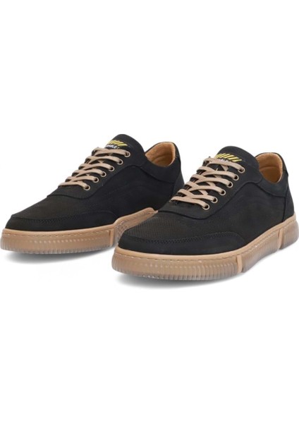 2179-LUISFIGO Hakiki Deri Üst Kalite Anatomik Tabanlı Erkek Günlük Sneakers Ayakkabı - NKT02179-SIYAH-NUBUK-40 indirimleri