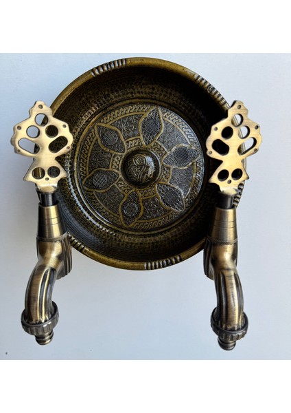 Hamam Taslı Ikili Osmanlı Musluğu Rakorlu Antik 1/2