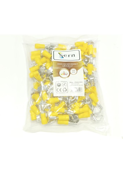 Izoleli Erkek/dişi Geri Dönüşüm Terminali 0,8x6,35 4-6mm² Sarı 100 Adet