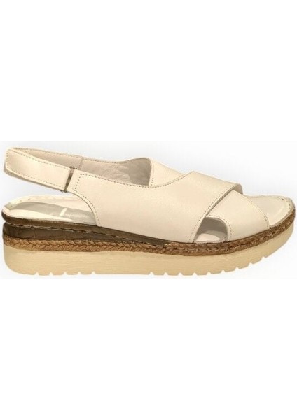 Kadın Çapraz Bant Deri Sandalet Beyaz - 41