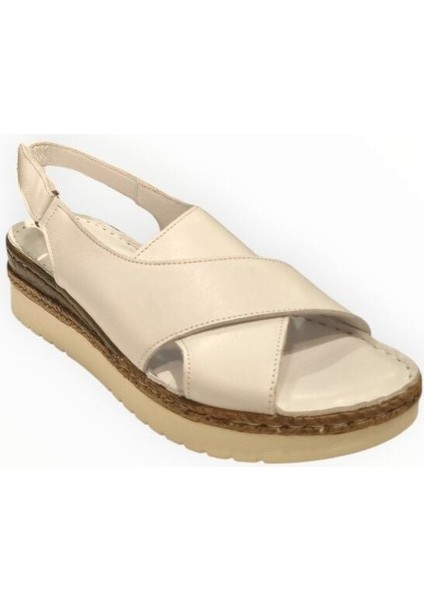 Kadın Çapraz Bant Deri Sandalet Beyaz - 41 fiyatları