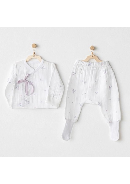 Andywawa AC25584 Magical Butterfly Müslin 2'li Zıbın Takım White