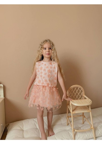 Yigit Butik Çiçek Işlemeli Tüllü Kız Çocuk Takım