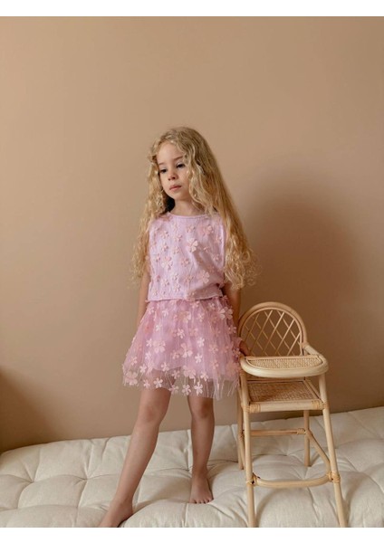 Yigit Butik Çiçek Işlemeli Tüllü Kız Çocuk Takım modelleri