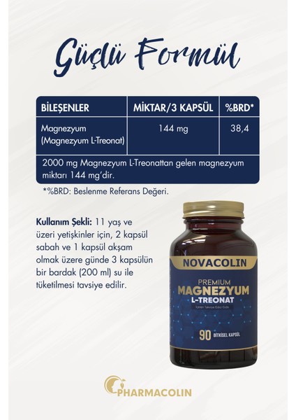 Magnezyum L Treonat 90 Kapsül (2 Li Paket)