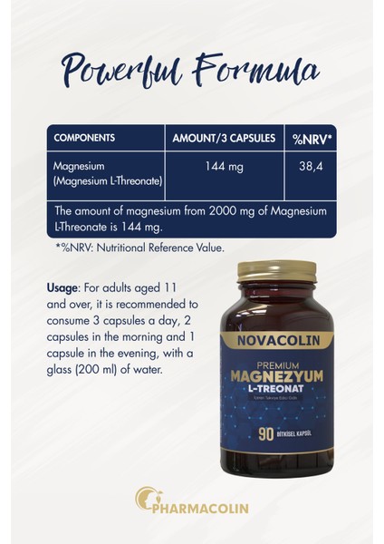 Magnezyum L Treonat 90 Kapsül (2 Li Paket)