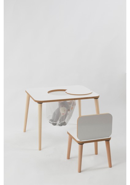 Çocuk Aktivite Masası, Çalışma Masası Sandalye Takımı Sepetli Etkinlik Masası- Yaz- Sil Yüzey