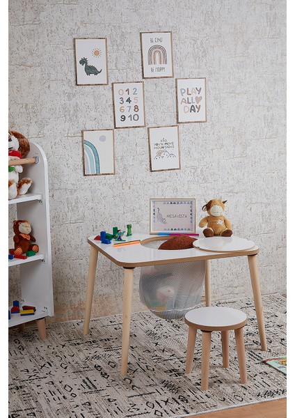 Çocuk Aktivite Masası, Çalışma Masası Sandalye Takımı Sepetli Etkinlik Masası- Yaz- Sil Yüzey fiyatları