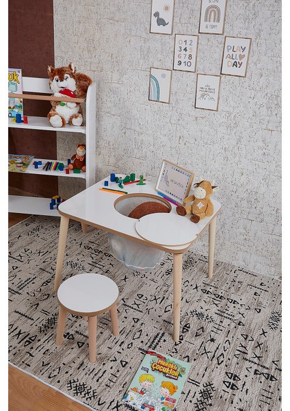 Çocuk Aktivite Masası, Çalışma Masası Sandalye Takımı Sepetli Etkinlik Masası- Yaz- Sil Yüzey modelleri