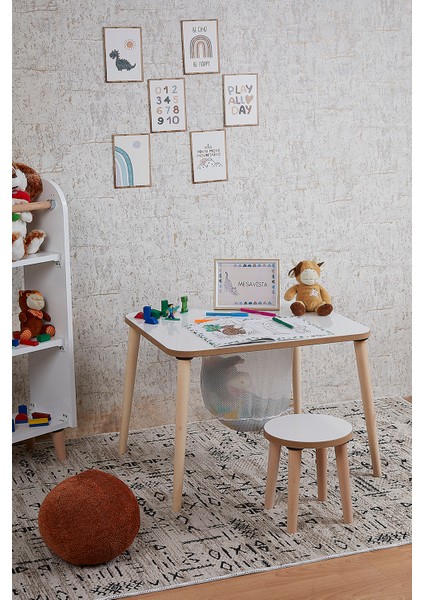 Çocuk Aktivite Masası, Çalışma Masası Sandalye Takımı Sepetli Etkinlik Masası- Yaz- Sil Yüzey fırsatları
