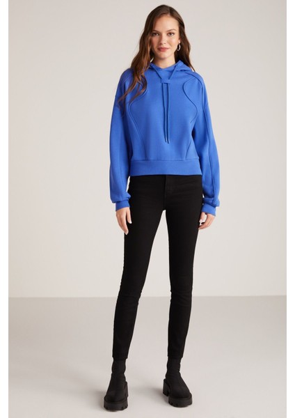 Kennedy Kadın Içi Polarlı Yumuşacık 3 Iplik Kapüşonlu Biye Detaylı Comfort Fit Mavi Sweatshirt fırsatları