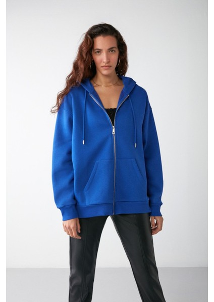 Alena Basic Oversize Lacivert Tekli Sweatshirt fiyatları