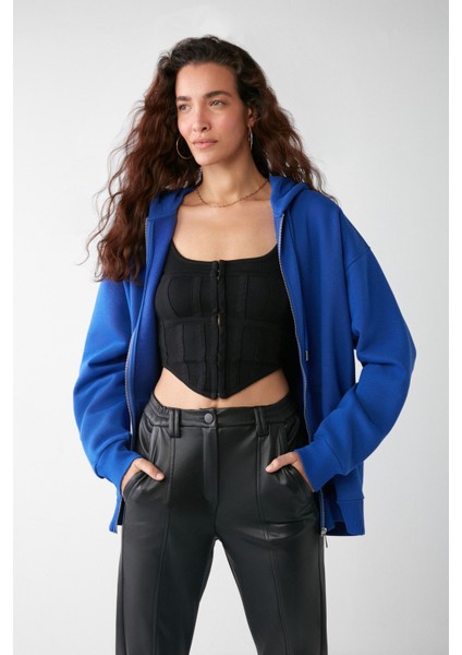 Alena Basic Oversize Lacivert Tekli Sweatshirt modelleri