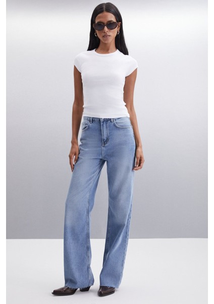 Jonıda Kadın Pamuk Regular Mavi Jeans