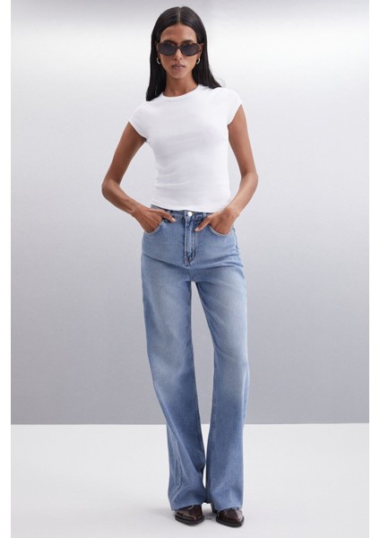 Jonıda Kadın Pamuk Regular Mavi Jeans