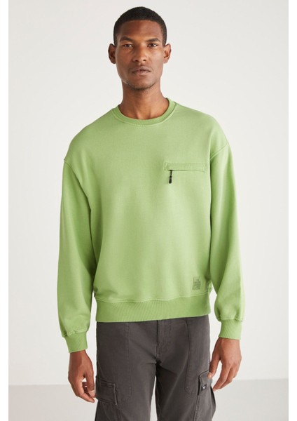 Casper Erkek Fermuarlı Cepli Yuvarlak Yakalı Yeşil Sweatshirt fırsatları