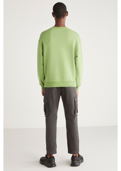 Casper Erkek Fermuarlı Cepli Yuvarlak Yakalı Yeşil Sweatshirt