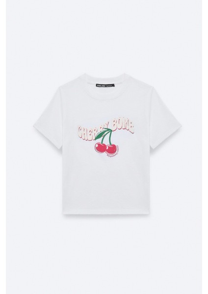 Lazzıar Kadın Oversize Bisiklet Yaka Beyaz T-Shirt