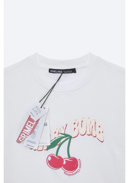 Lazzıar Kadın Oversize Bisiklet Yaka Beyaz T-Shirt