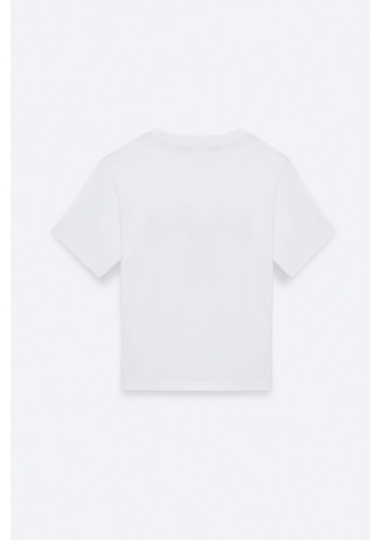 Lazzıar Kadın Oversize Bisiklet Yaka Beyaz T-Shirt