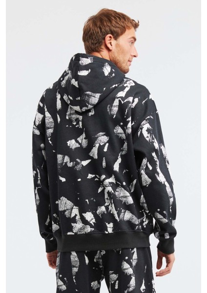 Floyd Erkek Batik Yıkama Görünümlü Kapüşonlu Siyah Sweatshirt
