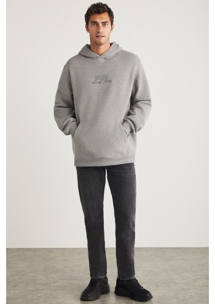 Ralph Erkek Kapüşonlu Içi Polarlı Oversize Kalıp Grimelanj Sweatshirt