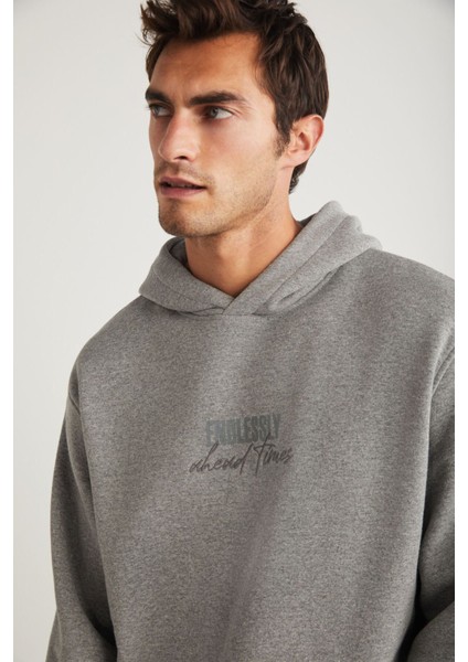 Ralph Erkek Kapüşonlu Içi Polarlı Oversize Kalıp Grimelanj Sweatshirt