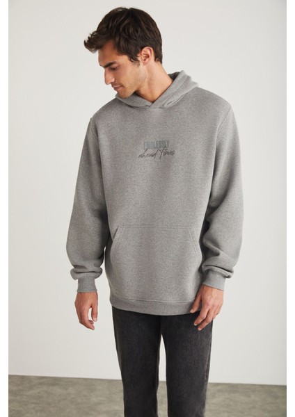 Ralph Erkek Kapüşonlu Içi Polarlı Oversize Kalıp Grimelanj Sweatshirt