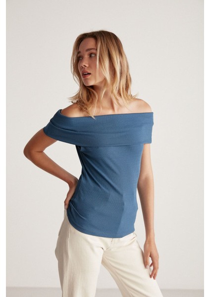 Debby Omzu Açık Slim Mavi Bluz fiyatları