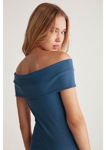 Debby Omzu Açık Slim Mavi Bluz fırsatları