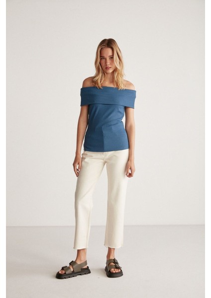 Debby Omzu Açık Slim Mavi Bluz indirimleri